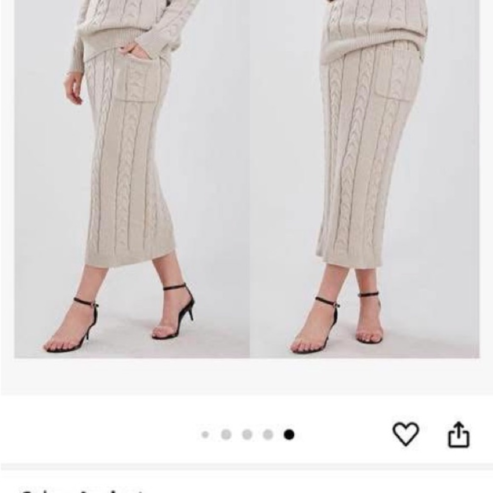 Elegant Cream Cable Knit Skirt